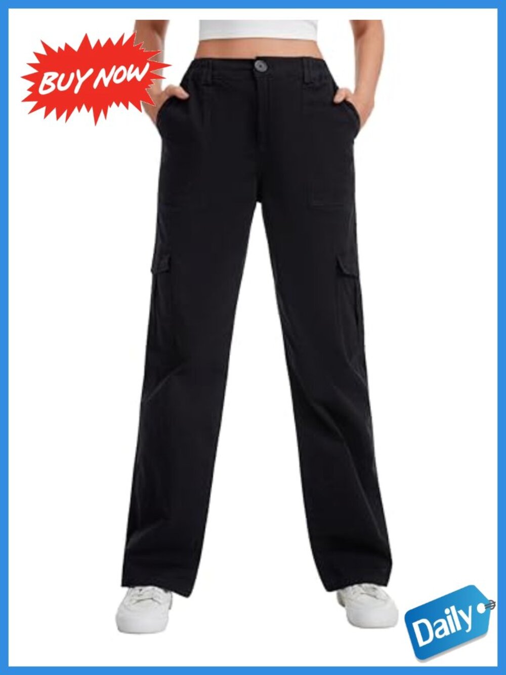 Devirld Cargo Pants Women Baggy High Waisted Stretchy Straight Leg Y2K